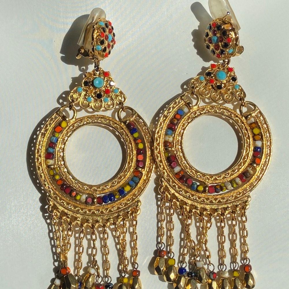 Jose Barrera Huge Chandelier Earrings Over 4 Inches